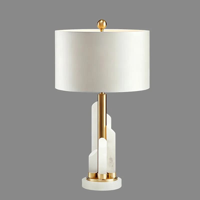 Alabaster Stone & Brass Table Lamp | Natural Stone Accent Light